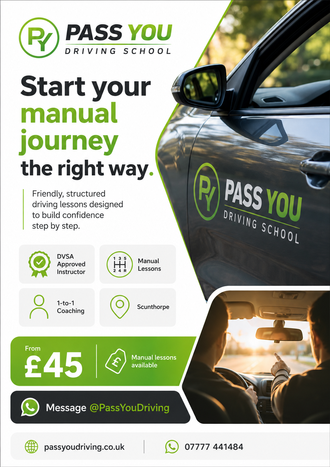A4 flyer — Full info flyer with car branding photos