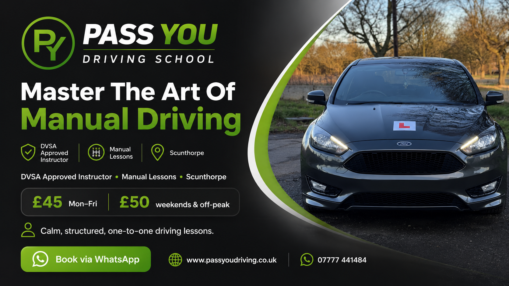 Wide banner — 'Master The Art Of Manual Driving' pricing post