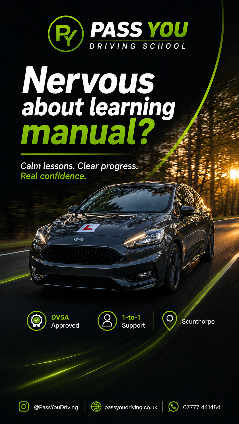 Story · nervous — 'Nervous about learning manual?' Instagram story
